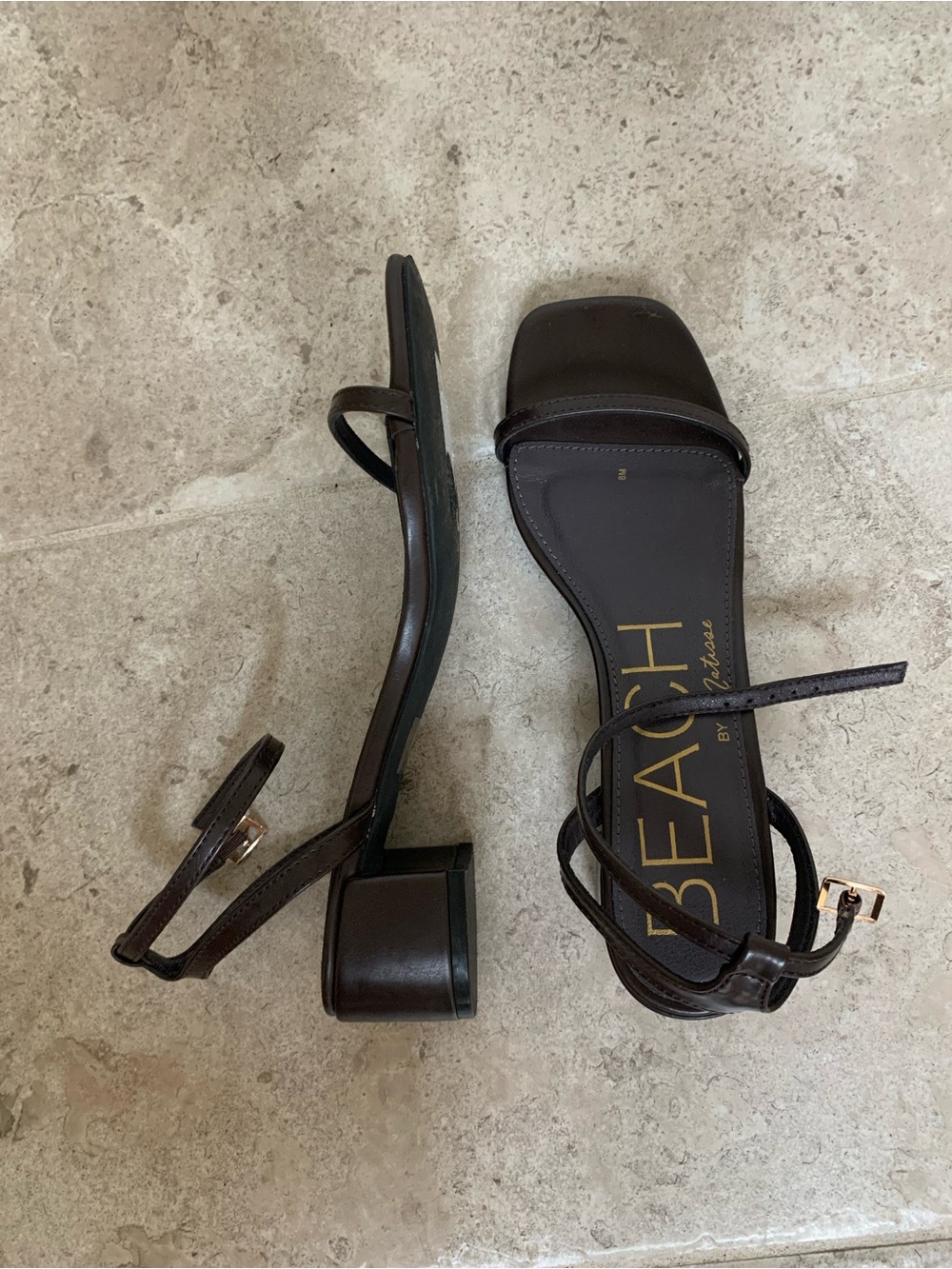 BEACH by Matisse Brown Strappy Low Block Heel Sandals